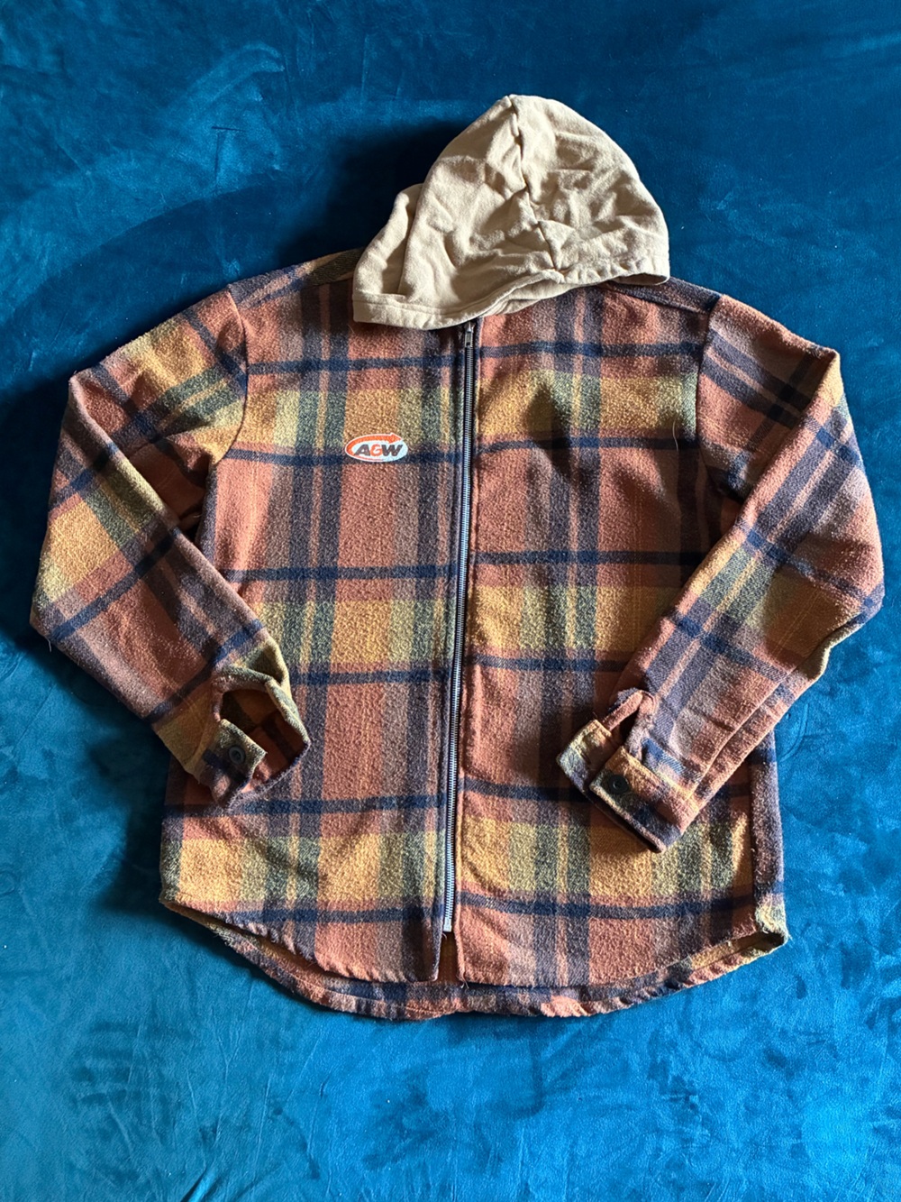 Unisex A&W Frankie Collective Plaid Zip-Up Hooded Sweater